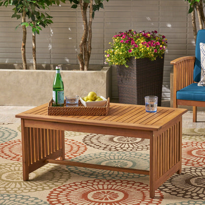 Acacia Wood Rectangular Patio Coffee Table For Outside Noble House
