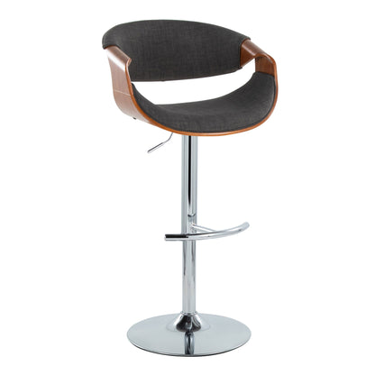 Curvo - Mid Century Modern Adjustable Barstool With Swivel With Rounded T Footrest (Set of 2) Lumi Source