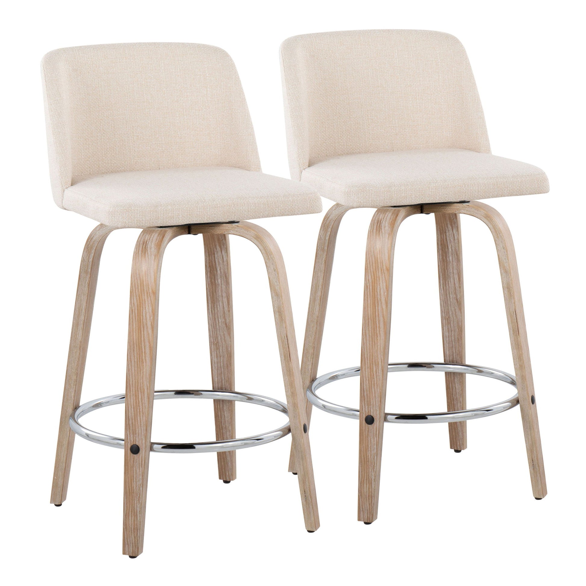 Toriano - Contemporary Fixed Height Counter Stool With Swivel & Round Footrest Modern Design (Set of 2) Lumi Source