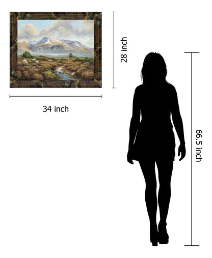 Woolly Grazing Vista - 28" x 34" Framed Wall Art Classy Art