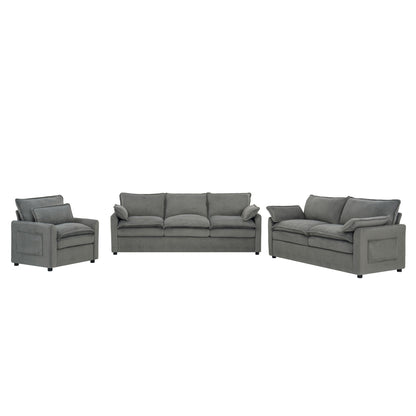 Modern Sofa Set With Double Layer Cushion And Side Storage Pockets Hearth and Haven