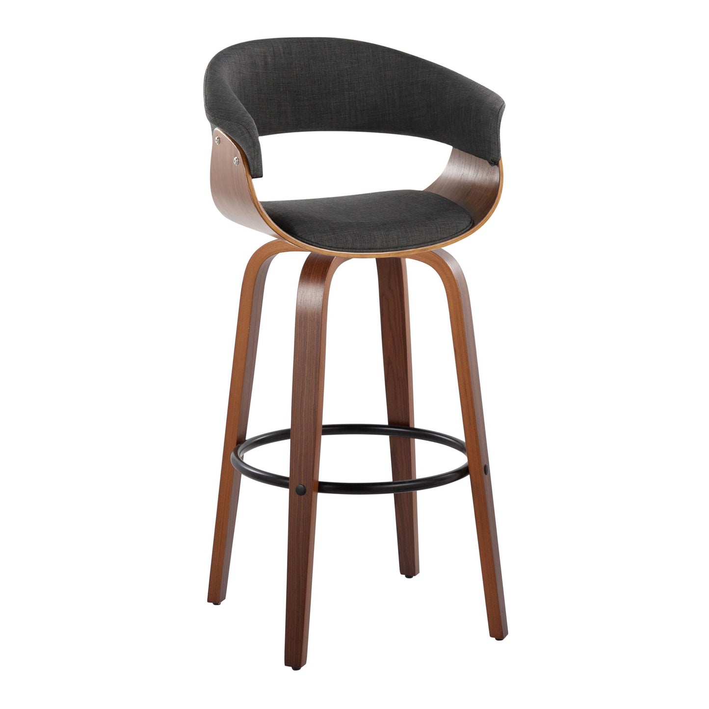Vintage Mod - Mid Century Modern Fixed Height Barstool With Swivel & Round Footrest (Set of 2) Lumi Source