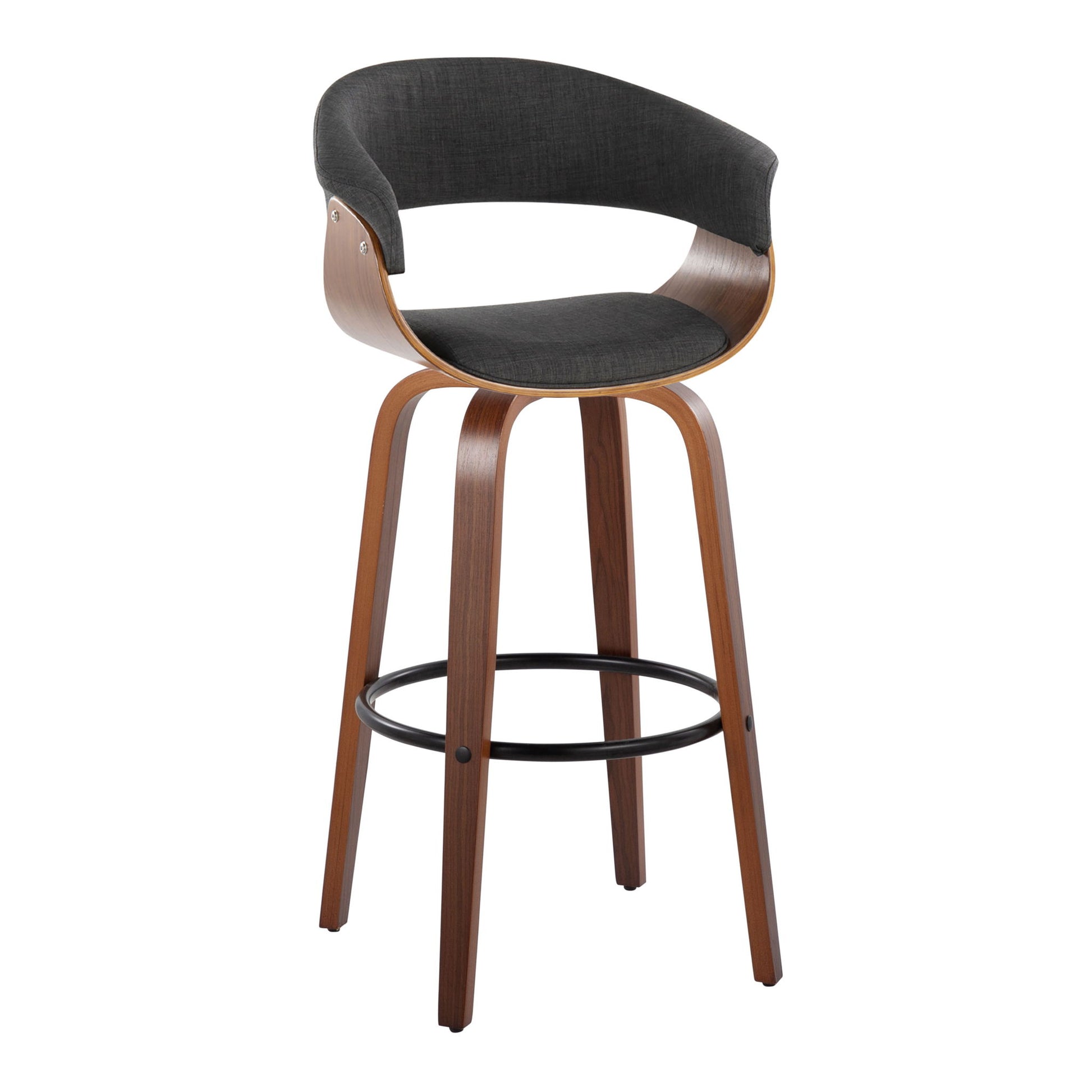 Vintage Mod - Mid Century Modern Fixed Height Barstool With Swivel & Round Footrest (Set of 2) Lumi Source