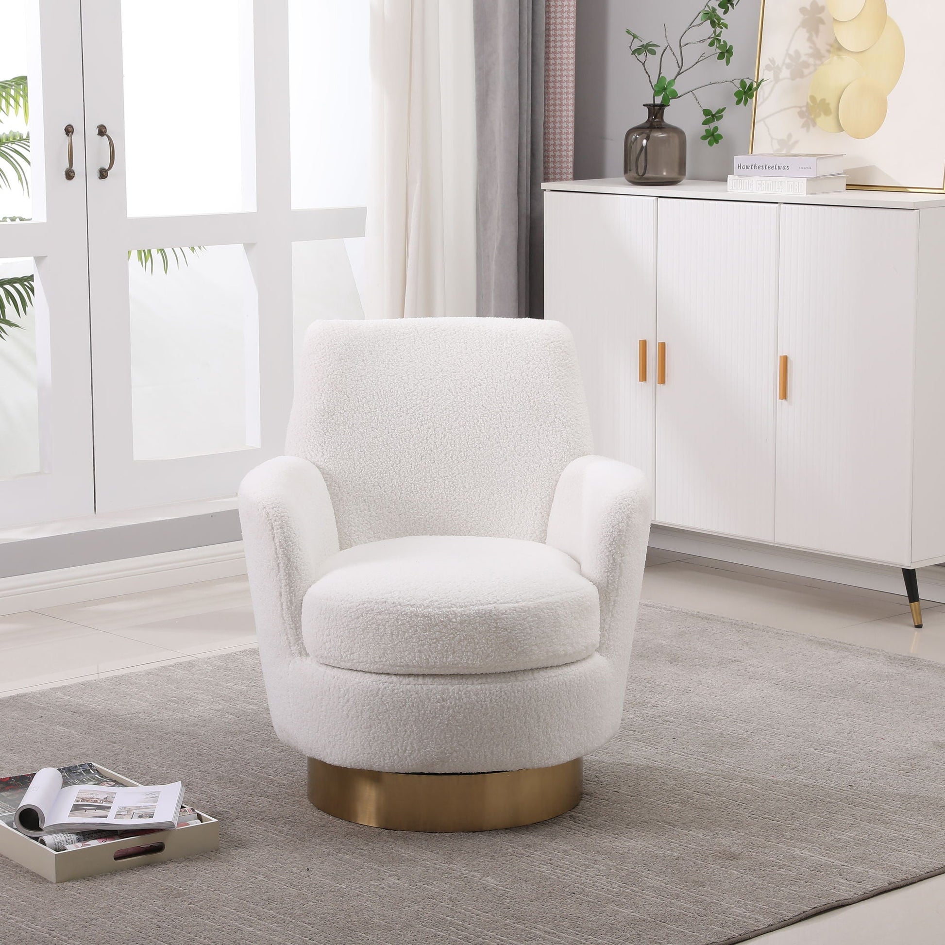 Teddy Swivel Barrel Chair, Swivel Accent Chairs Armchair For Living Room Home Essentials