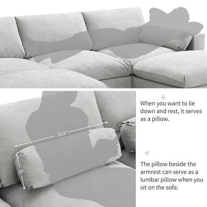Modular Sectional With Storage Pockets, 5 Seat U Shaped Couch Set With Pillows, Free Combination Modern Cloud Sofa With 2 Movable Ottoman Luxe & Co.