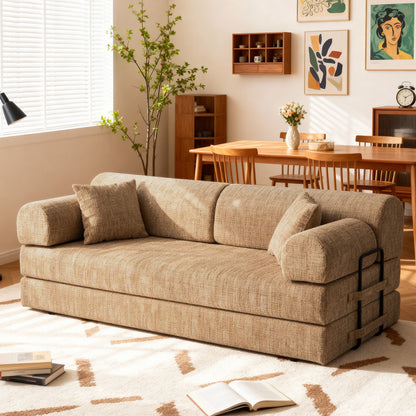 Modern 2 Tone Fabric Convertible Sleeper Sofa Bed Home Essentials