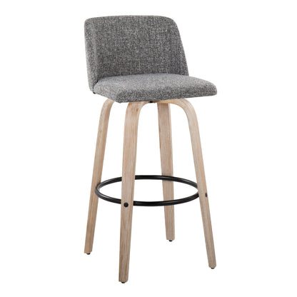 Toriano - Mid-Century Modern Fixed Height BarStool With Round Footrest (Set of 2) Lumi Source