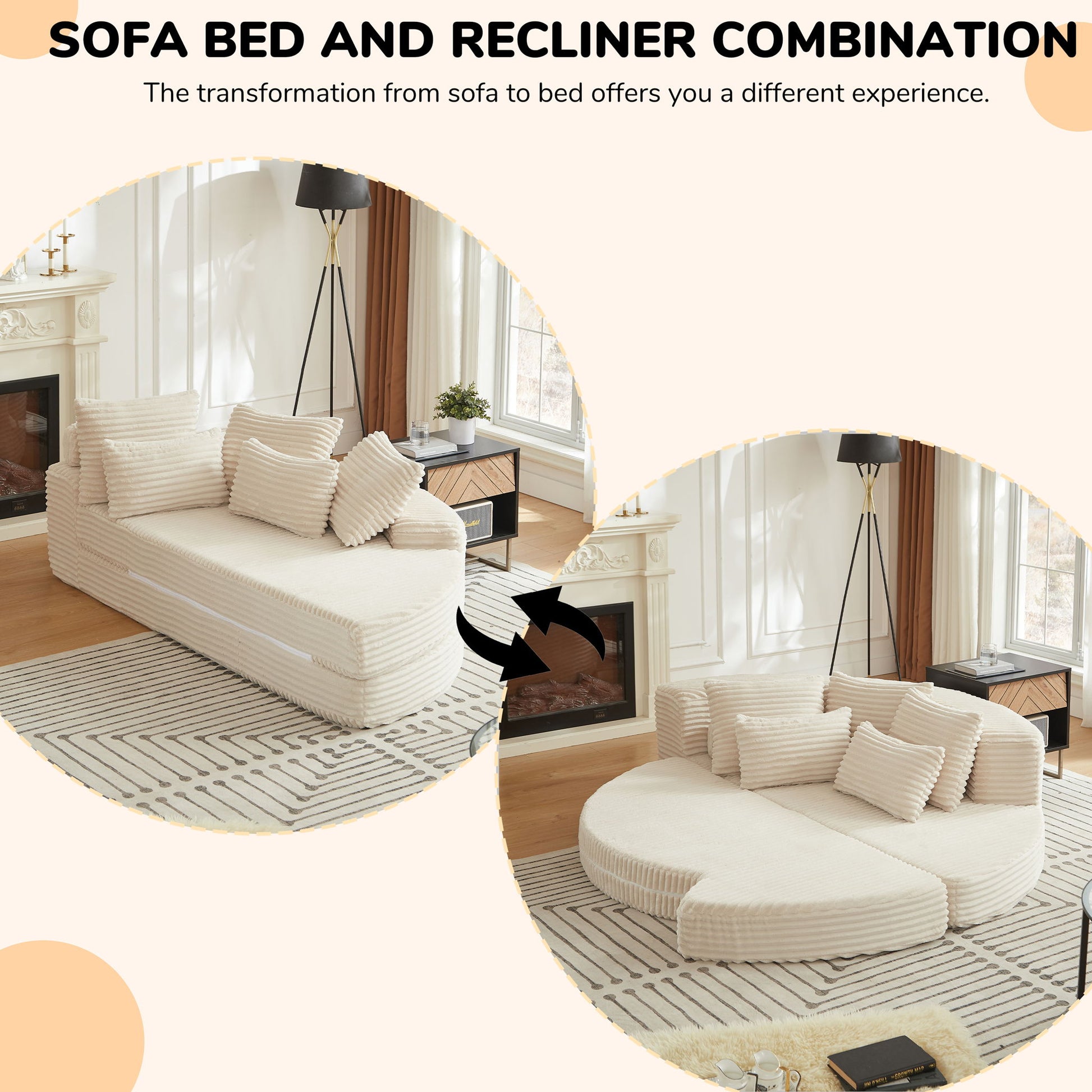 Semi Circular 2 In 1 Sofa Bed With Neck Pillow Home Essentials