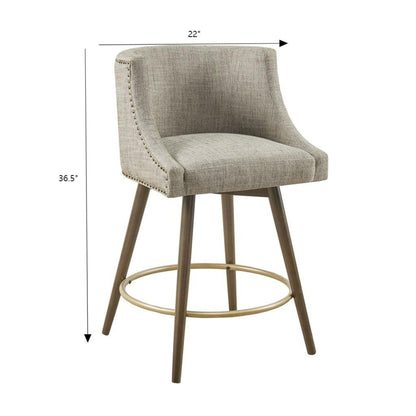 Swivel Counter Stool With Antique Bronze Detailing - Beige Multi JLA