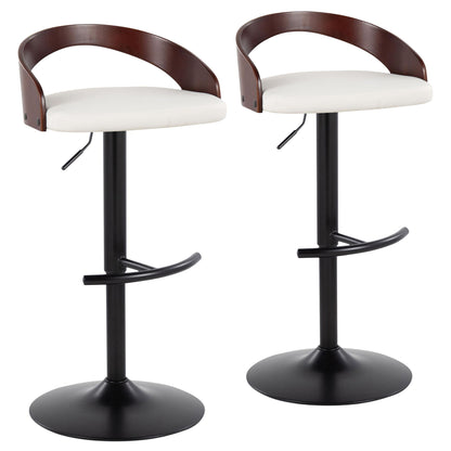 Grotto - Contemporary Adjustable Barstool With Swivel With Rounded T Footrest (Set of 2) Lumi Source