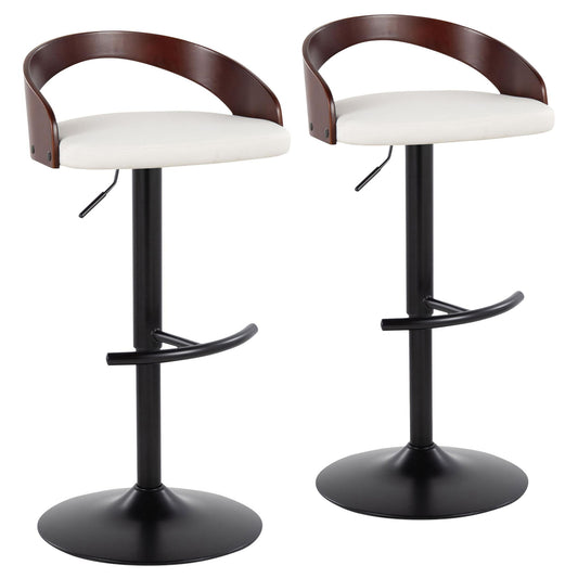 Grotto - Contemporary Adjustable Barstool With Swivel With Rounded T Footrest (Set of 2) Lumi Source