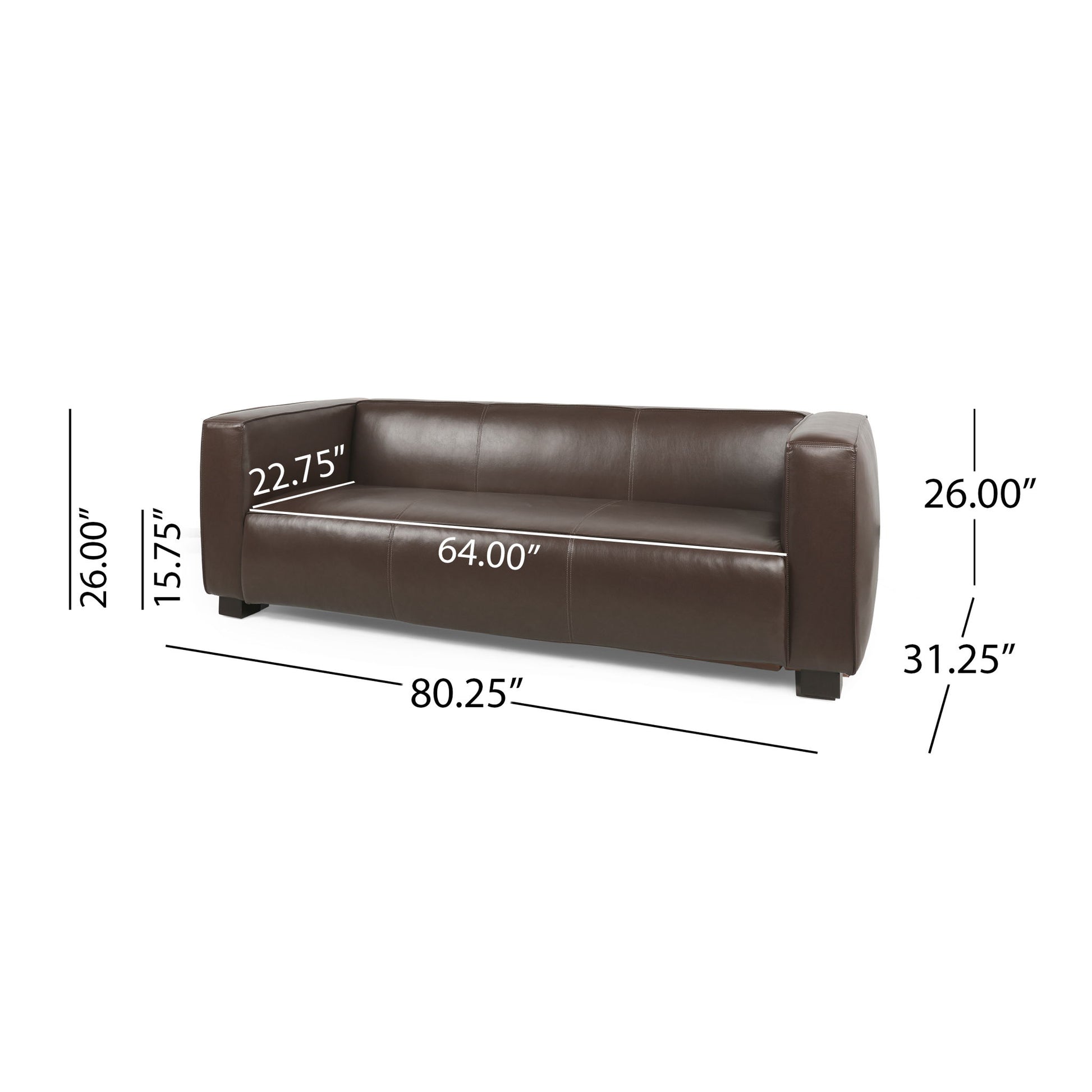 Contemporary 3 Seater Sofa With Tuxedo Design Noble House