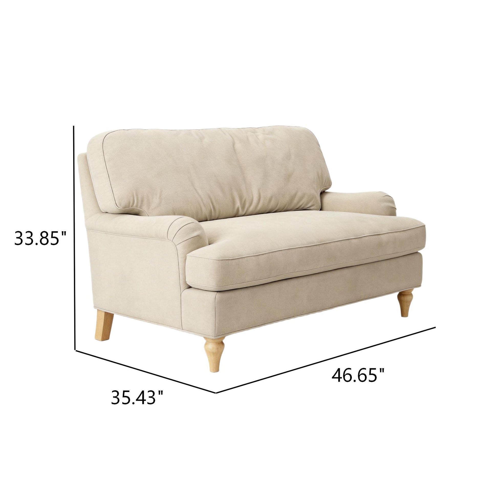 Loveseat Sofa, Upholstered Small Couch For Living Room - Cream Beige Home Essentials