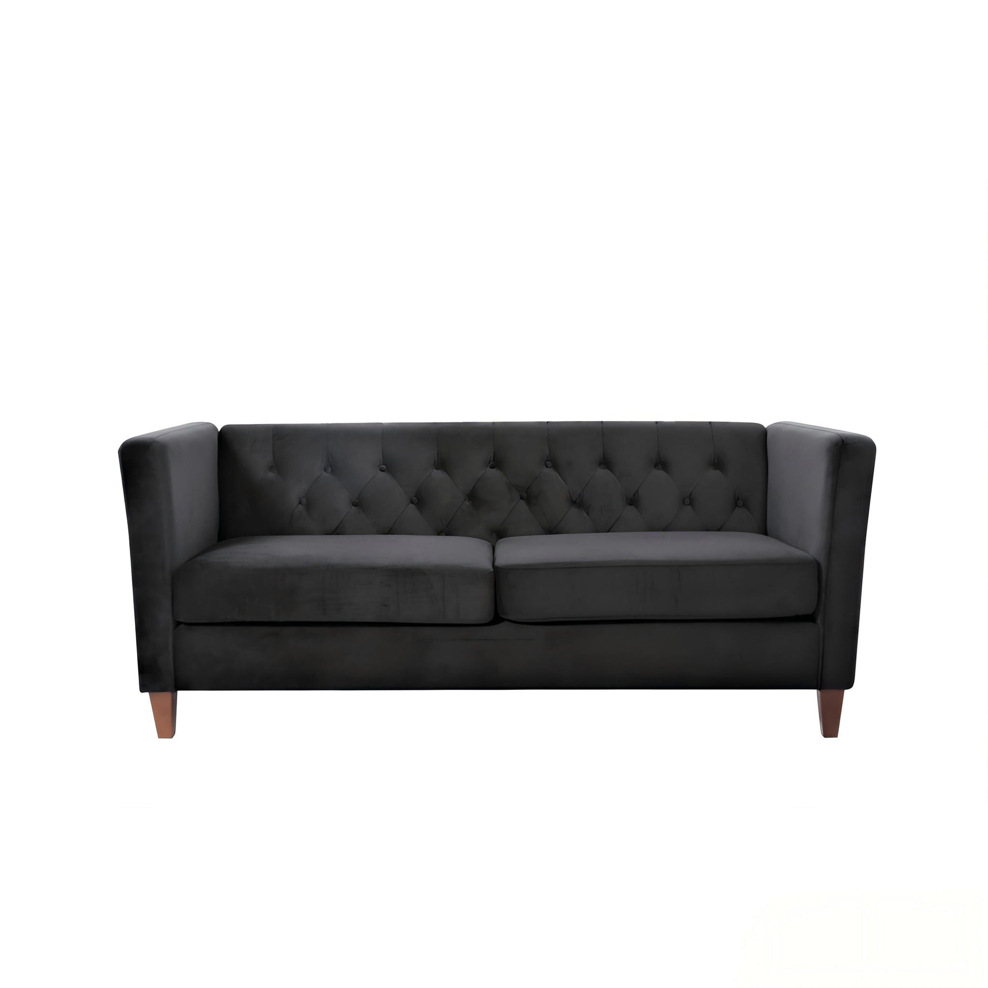 Button Tufted Loveseat, 2 Seater With Square Arm Couch For Living Room - Black US Pride