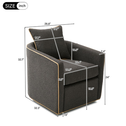 Swivel Accent Chair, Rotating Base, For Living Room Noble House