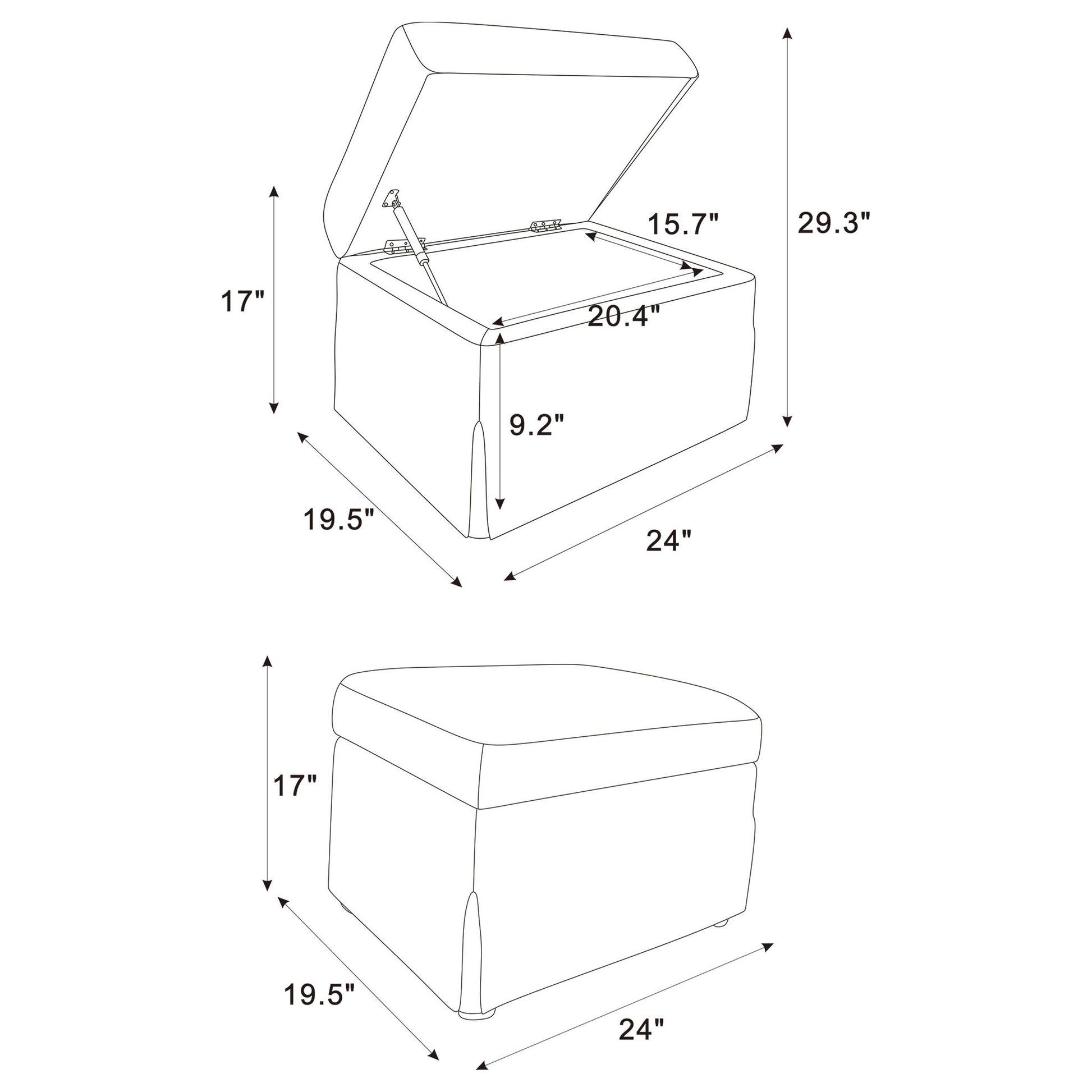 Merced - Lift Top Storage Ottoman Furniture Max