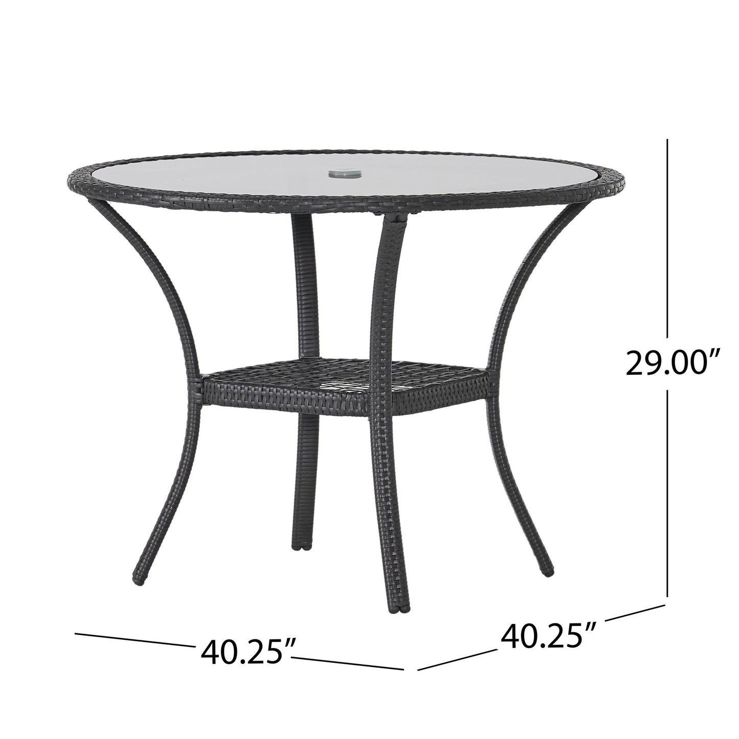 Bistro Table With Iron Frame And Glass Top - Gray Noble House