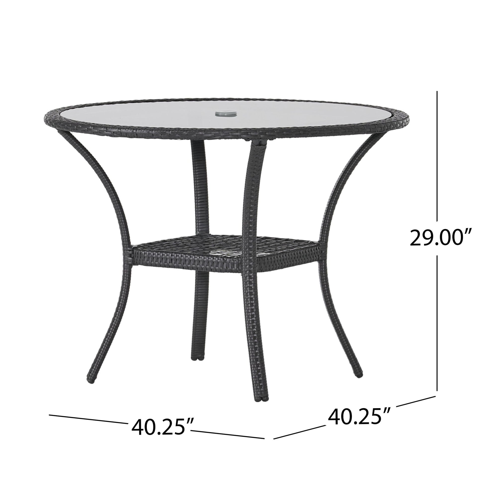 Bistro Table With Iron Frame And Glass Top - Gray Noble House