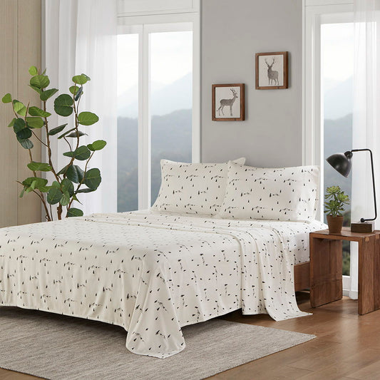 Cotton Flannel - King Sheet Set - Black Pine Trees Woolrich