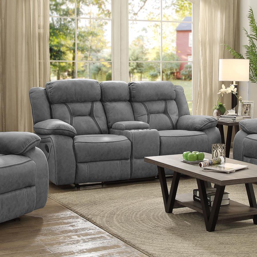 Higgins - Pillow Top Arm Motion Loveseat with Console CoasterEveryday