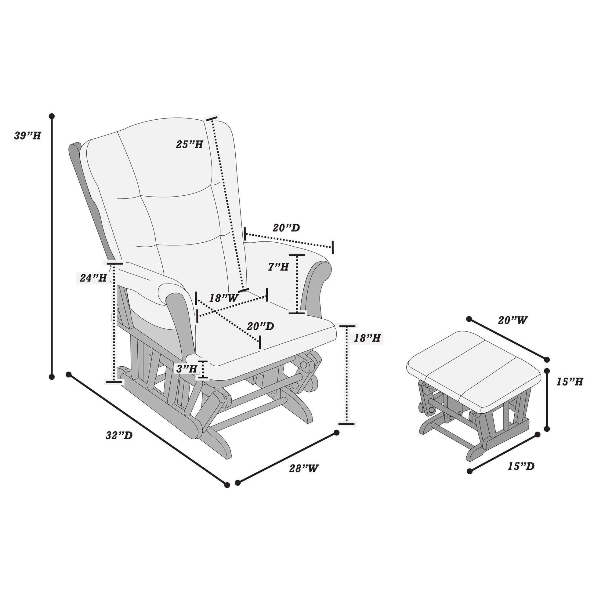 Upholstered Glider Chair With Ottoman Home Essentials