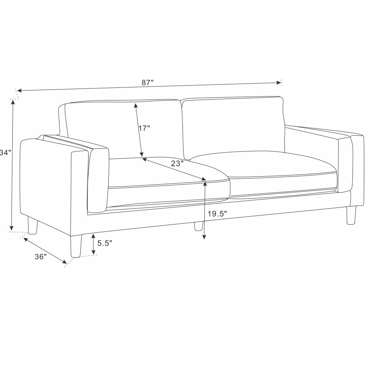 Upholstered Square Arm Sofa - Dark Green Home Essentials