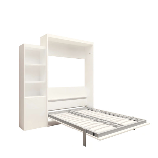 Morden Deisgn Vertical Murphy Bed With Shelf And Drawers For Bedroom Or Guestroom Wall Bed Space Saving Hidden Bed With New Style Gas Struts