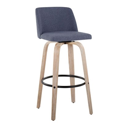 Toriano - Mid-Century Modern Fixed Height BarStool With Round Footrest (Set of 2) Lumi Source