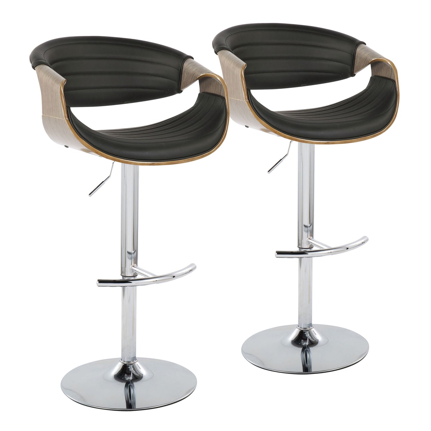 Symphony - Mid Century Modern Adjustable Barstool With Swivel & Rounded T Footrest (Set of 2) Lumi Source