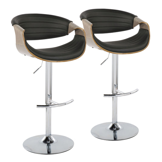 Symphony - Mid Century Modern Adjustable Barstool With Swivel & Rounded T Footrest (Set of 2) Lumi Source