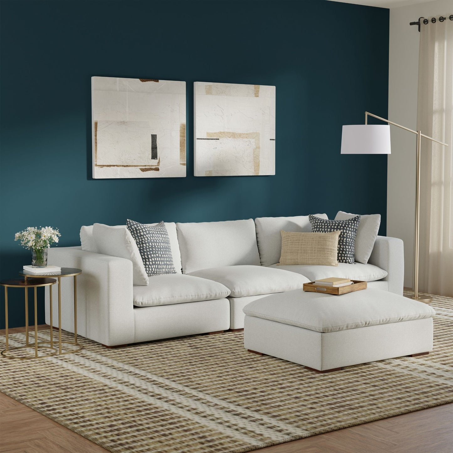 Jasmine - Handcrafted Sofa And Ottoman Simpli-Home
