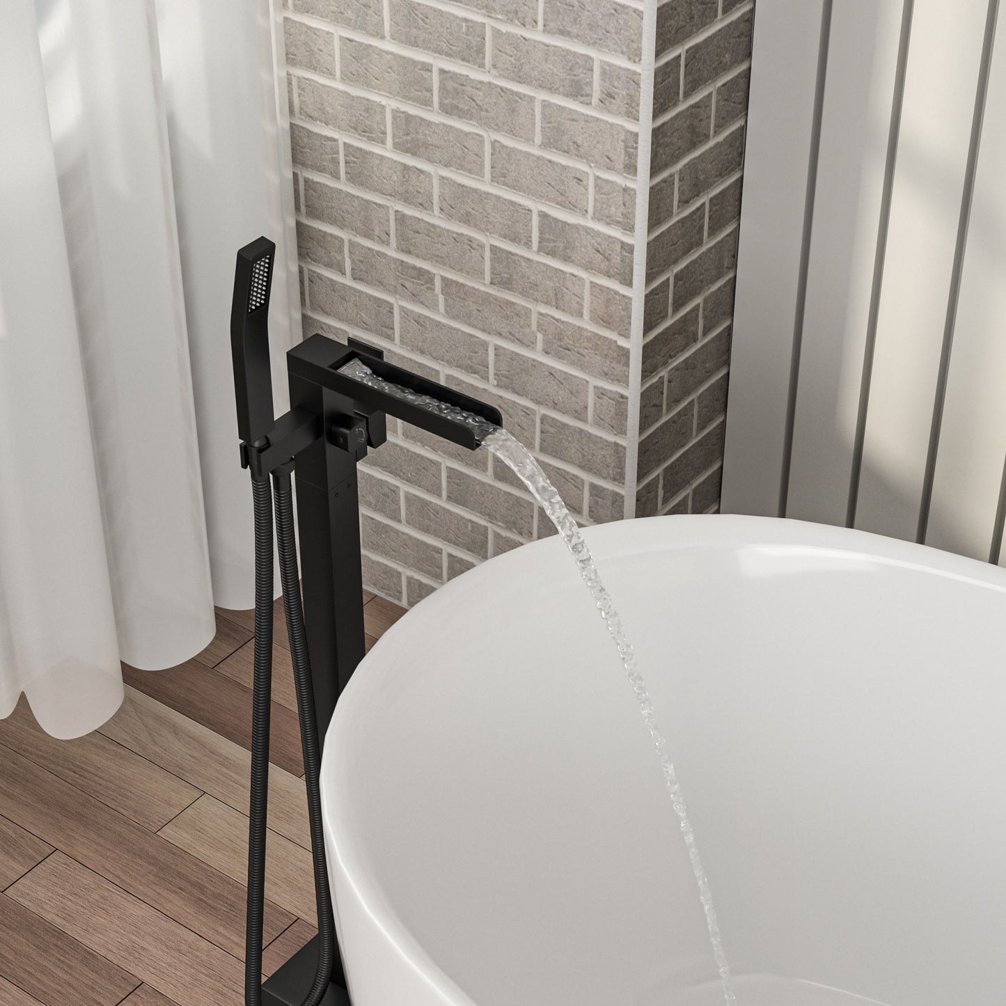 Freestanding Bathtub Faucet With Waterfall Tub Filler And Hand Shower Daily Nest