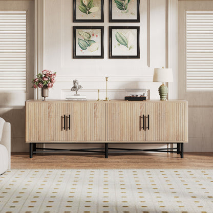 4 Door TV Cabinet, 2 Storage Spaces, Adjustable Shelves Noble House