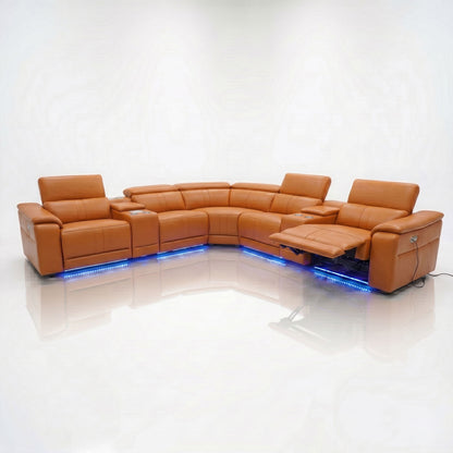 L - Shaped Recliner Sectional Sofa With Bluetooth Speakers, Wireless Charging, LED Lights Home Essentials