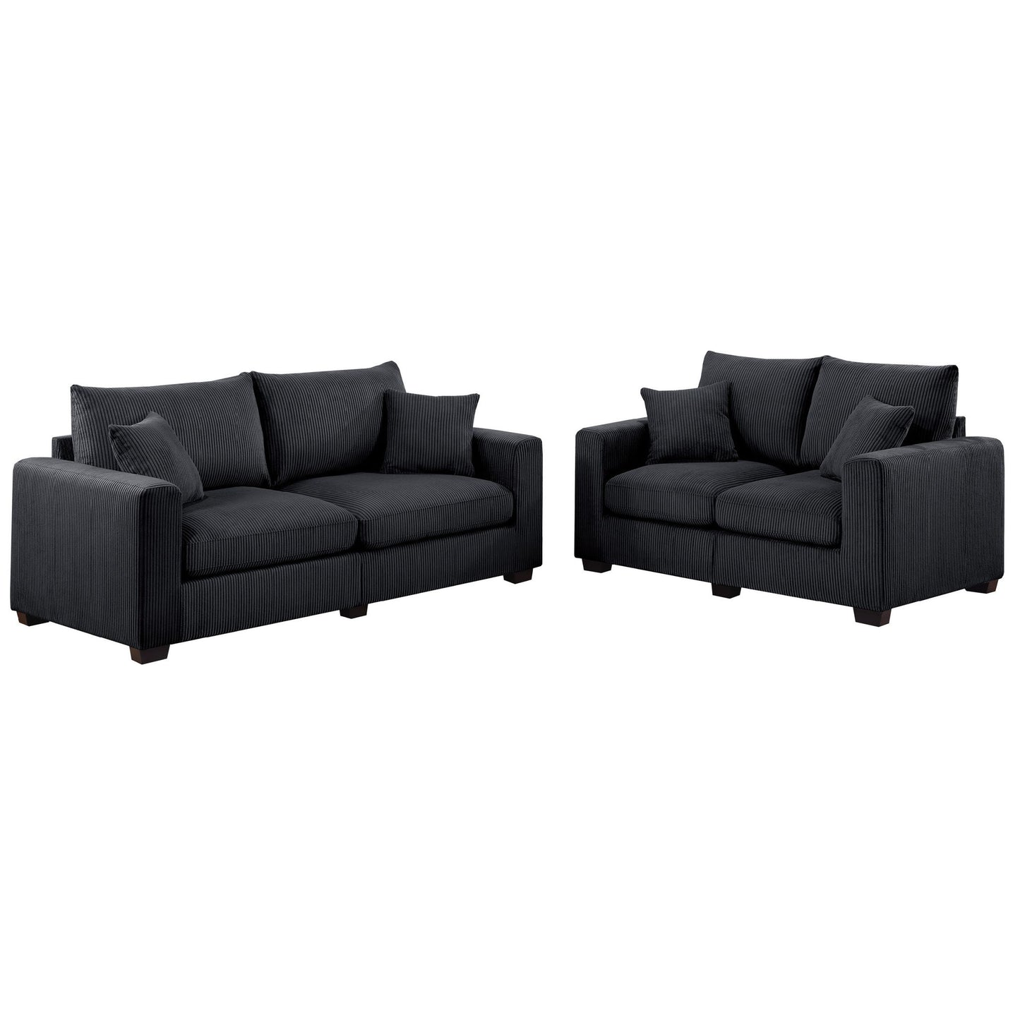 2 Piece Contemporary Style Sofa Set With Matching Pillows Home Essentials