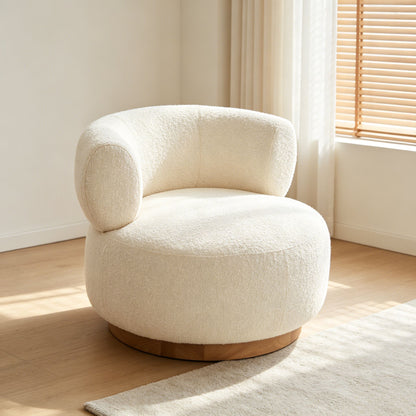 Swivel Accent Chair With Curved Backrest For Home Decor - Beige Home Essentials