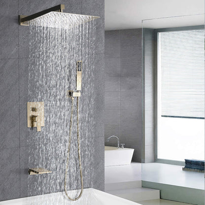 Tub Shower Faucet Set With 12" Rain Shower Head And Handheld Spray Combo Daily Nest