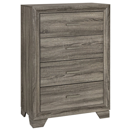 Funston - 4 Drawer Chest Of Drawers With Bar Handles - Brown Oak Furniture Max