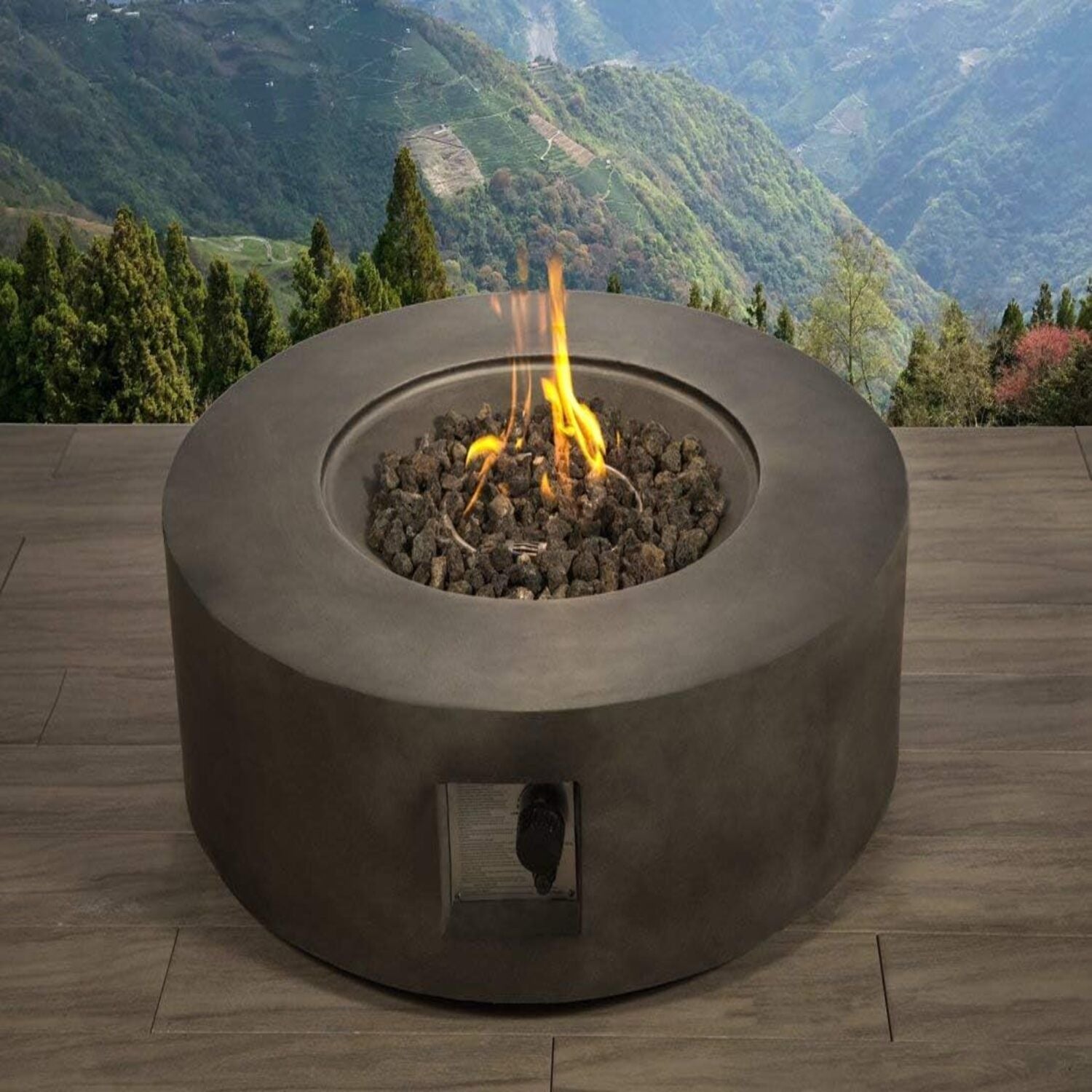 Fibre Reinforced Outdoor Fire Pit Table - Charcoal LSI Patio Furniture
