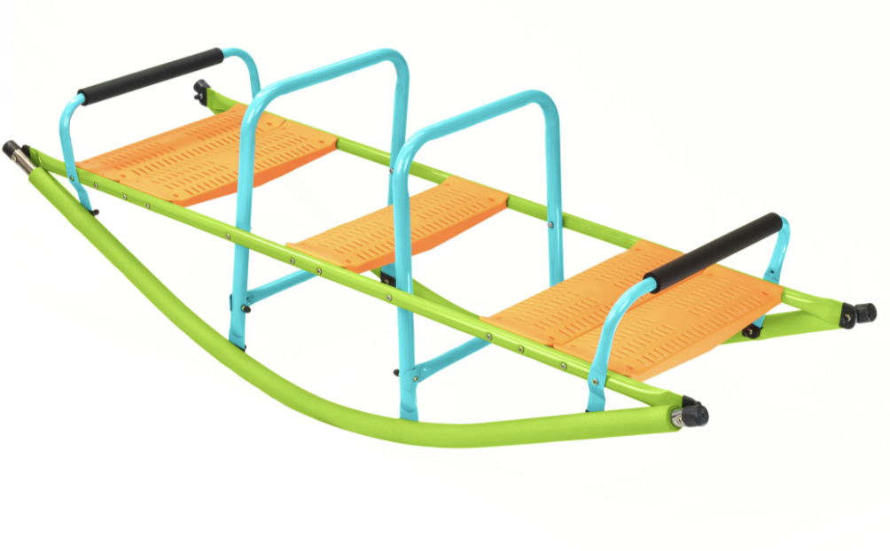 Xss008 High Quality Kids Seesaw Plastic Seat Playground Equipment Cute Baby Plastic Rocker Outdoor Children Steel Tube For Kids Age 3+ - Green / Blue