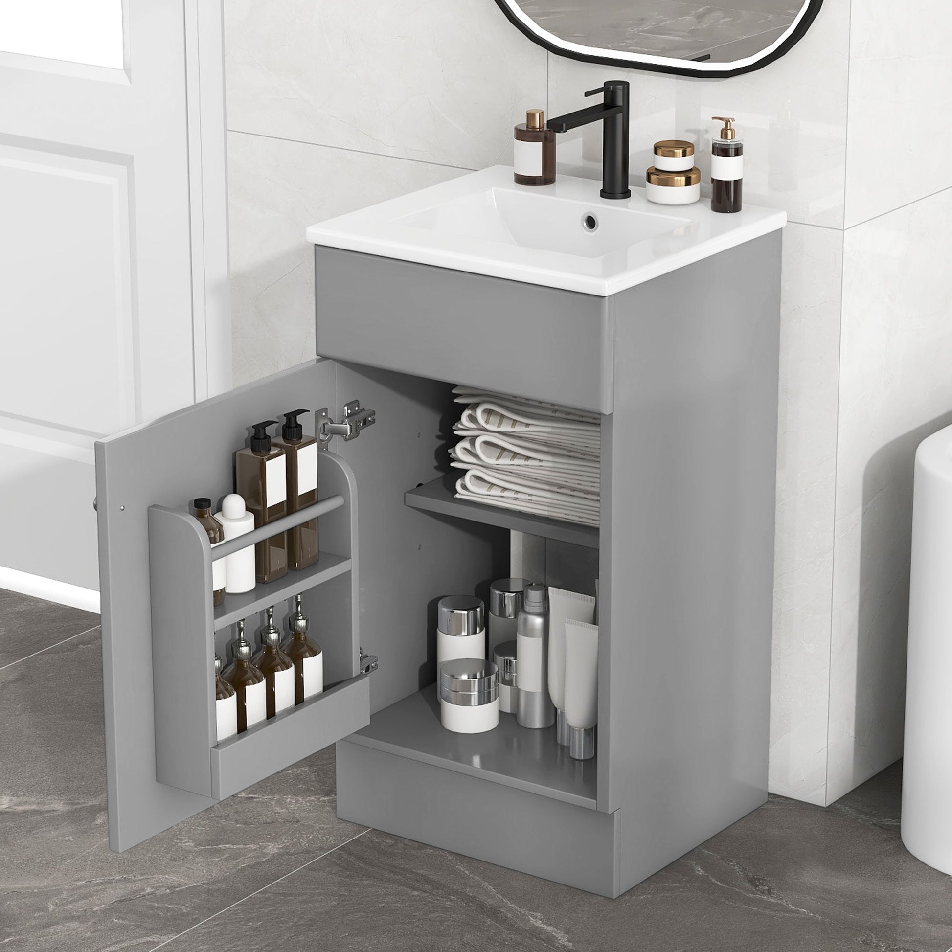 Bathroom Vanity With Sink, Cabinet With Adjustable Shelf Noble House