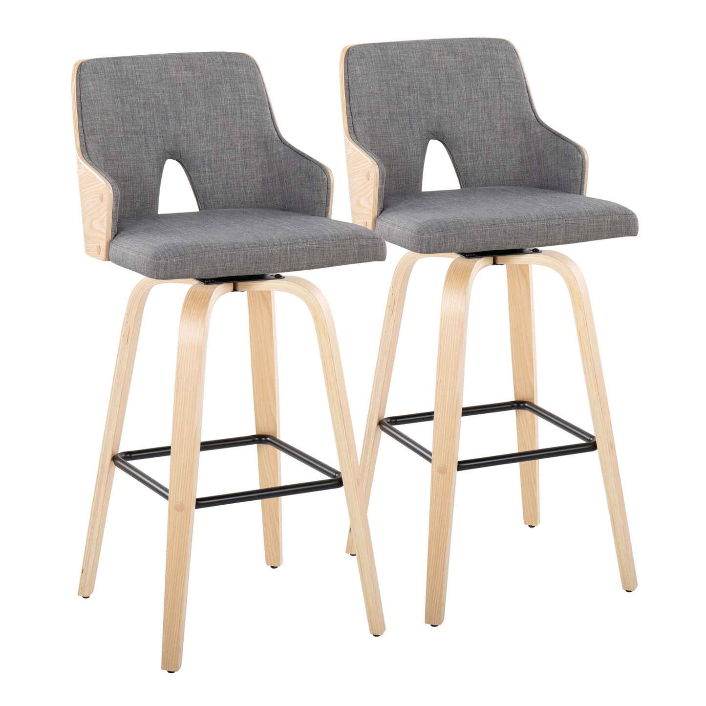 Stella - Contemporary Fixed Height Barstool With Swivel Square Footrest (Set of 2) Lumi Source