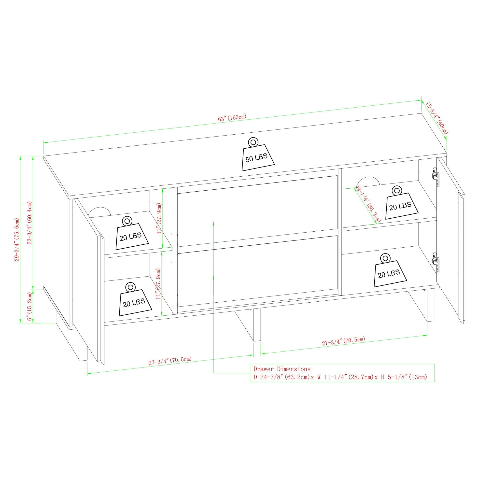Scandi - Sideboard With Beveled Drawers Walker Edison