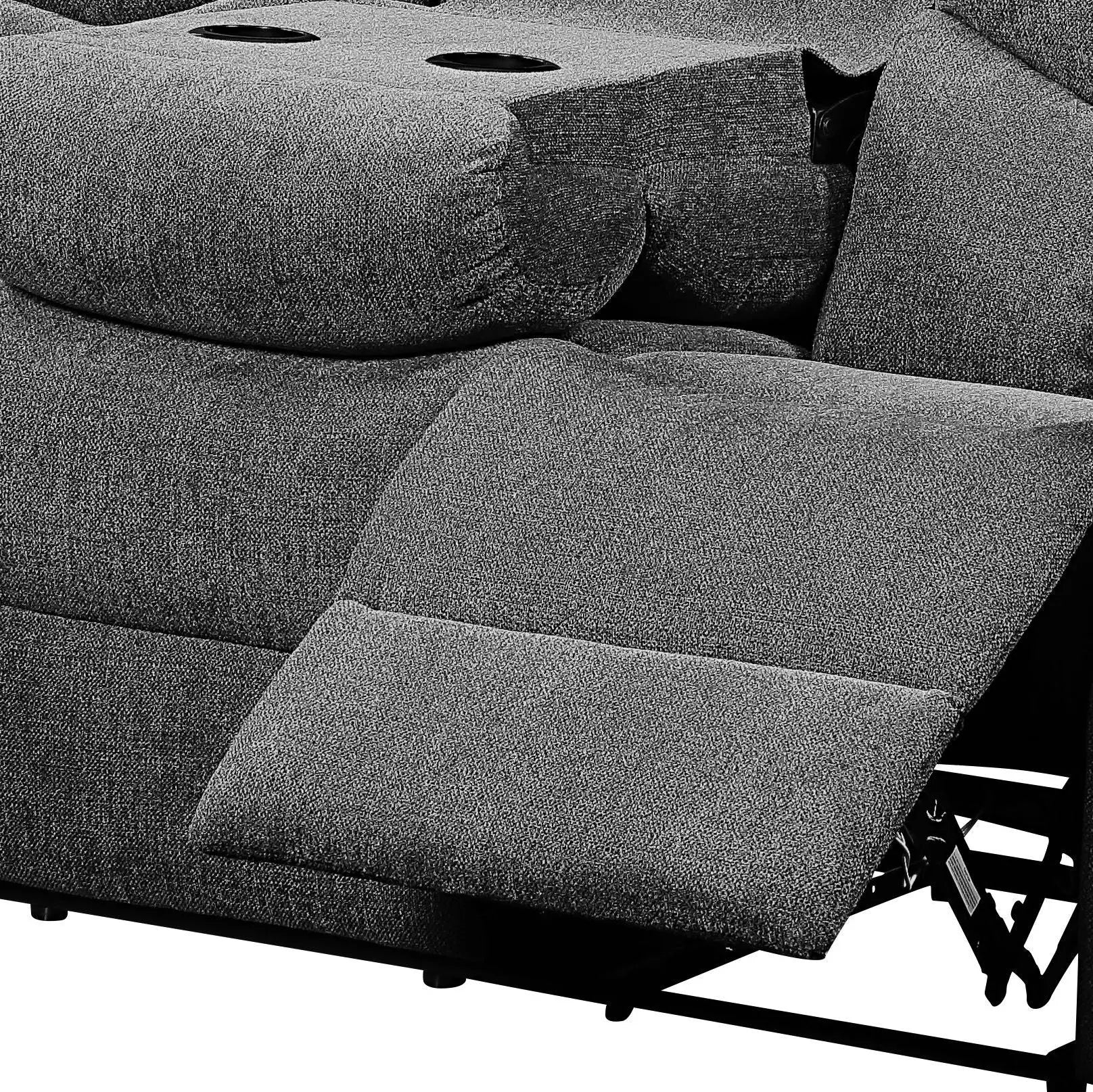 Kalen - Chenille Sofa With Drop Down Table - Gray Acme