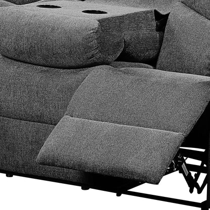 Kalen - Chenille Sofa With Drop Down Table - Gray Acme