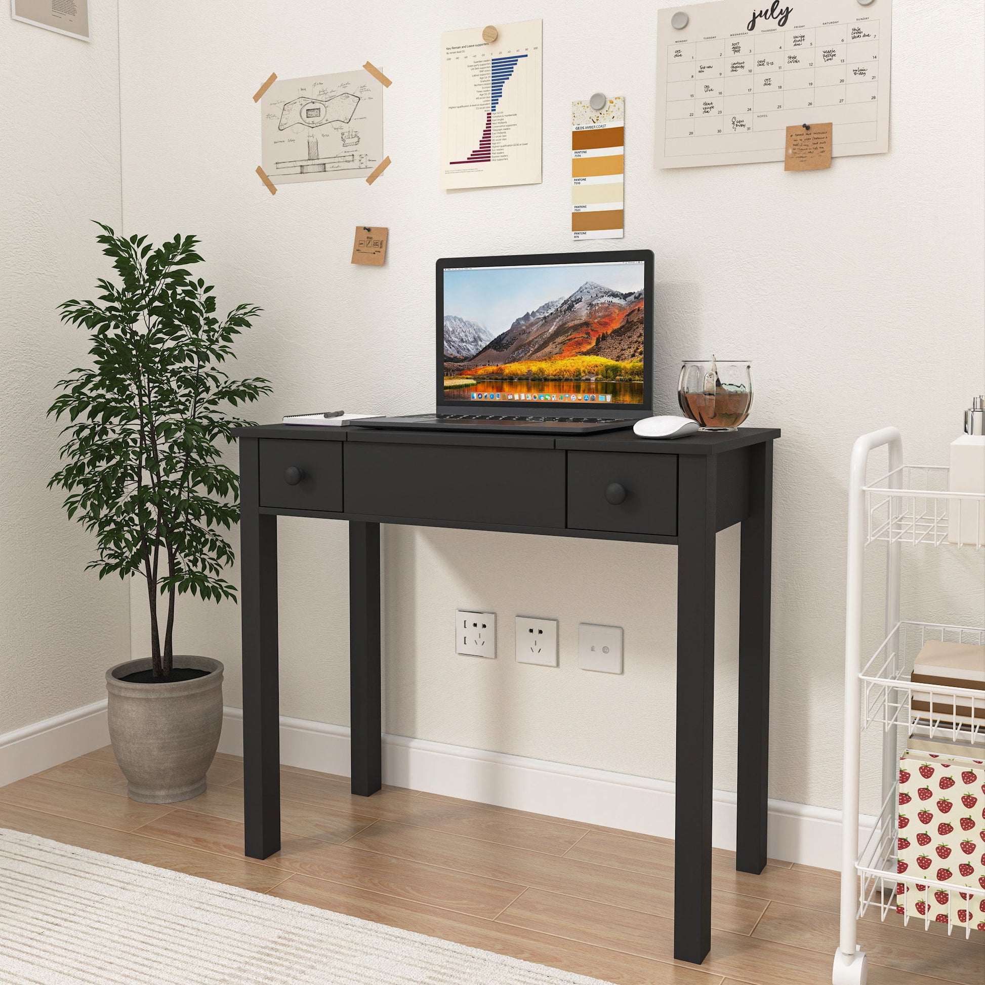 Vanity Table With LED Lights, Flip-Top Mirror And 2 Drawers, Jewelry Storage Home Essentials