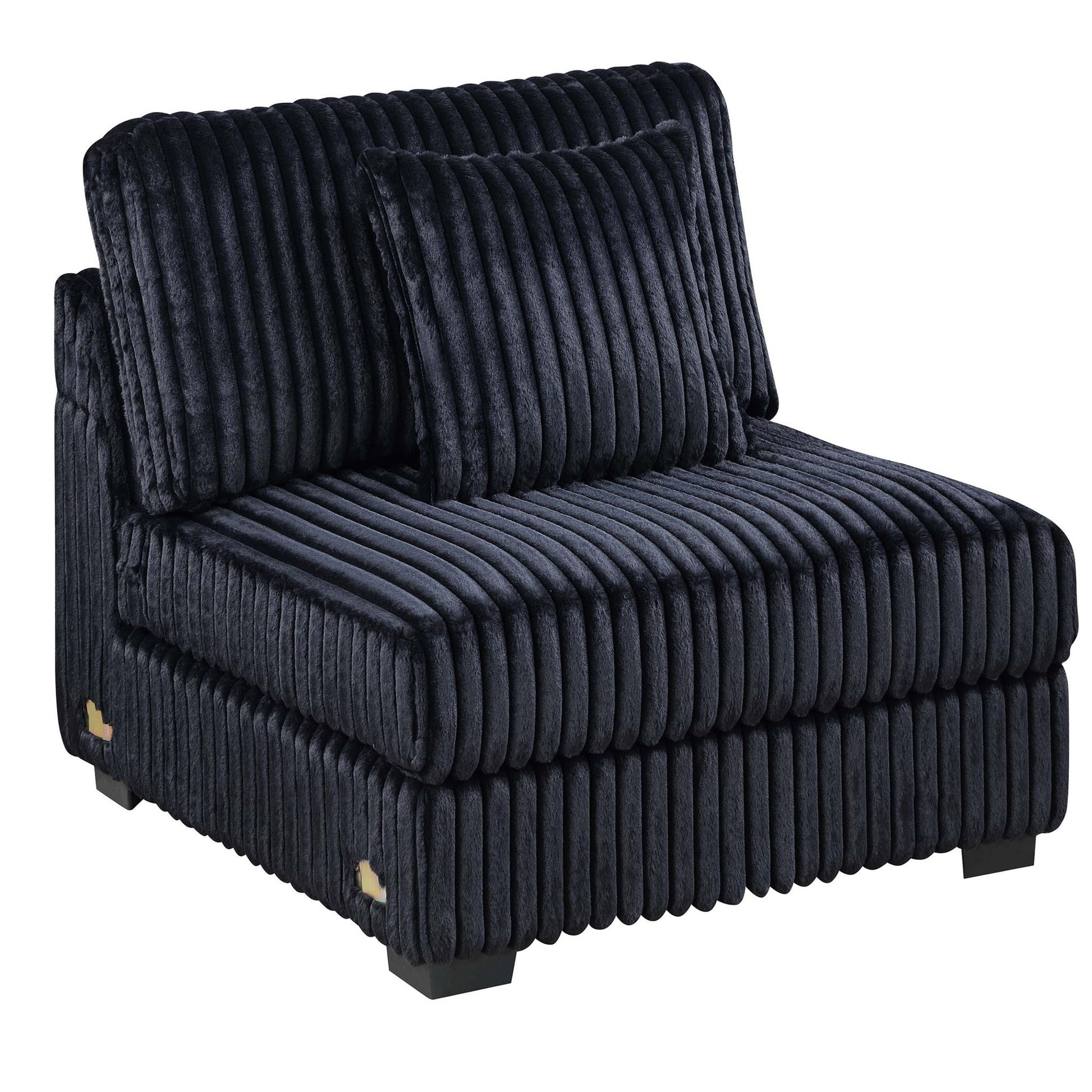 Armless Chair With Pillow, Living Room Furniture, Soft Upholstered - Black Home Essentials