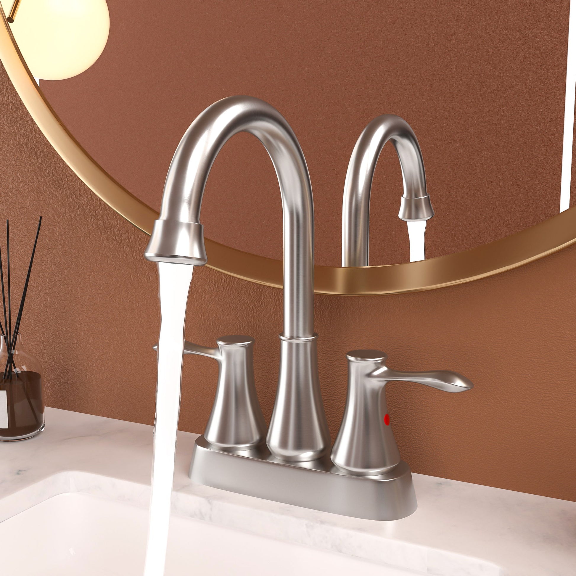 4" Centerset Bathroom Faucet With Pop Up Drain And Water Supply Lines - Brushed Nickel Daily Nest