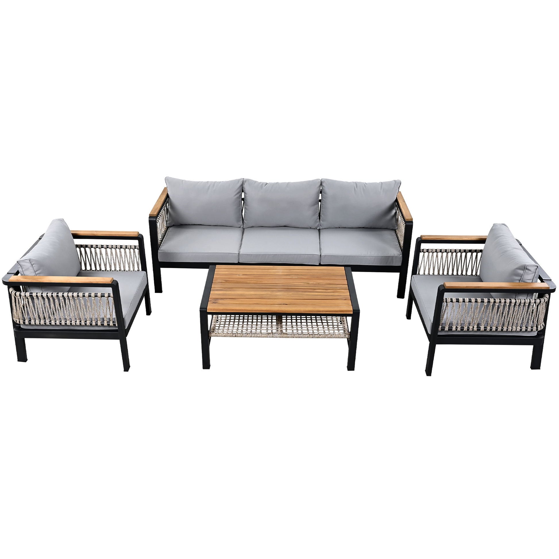 4 Pieces Outdoor Sectional Sofa Set 5 Person Patio Seating Group Outdoor Conversation Set With Cushions And A Coffee Table For Patios Hearth and Haven