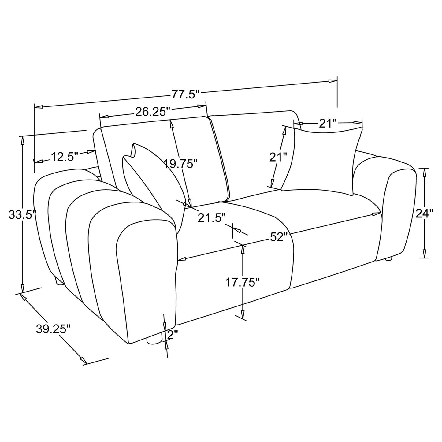 Storie - Wide Arm Loveseat Furniture Max